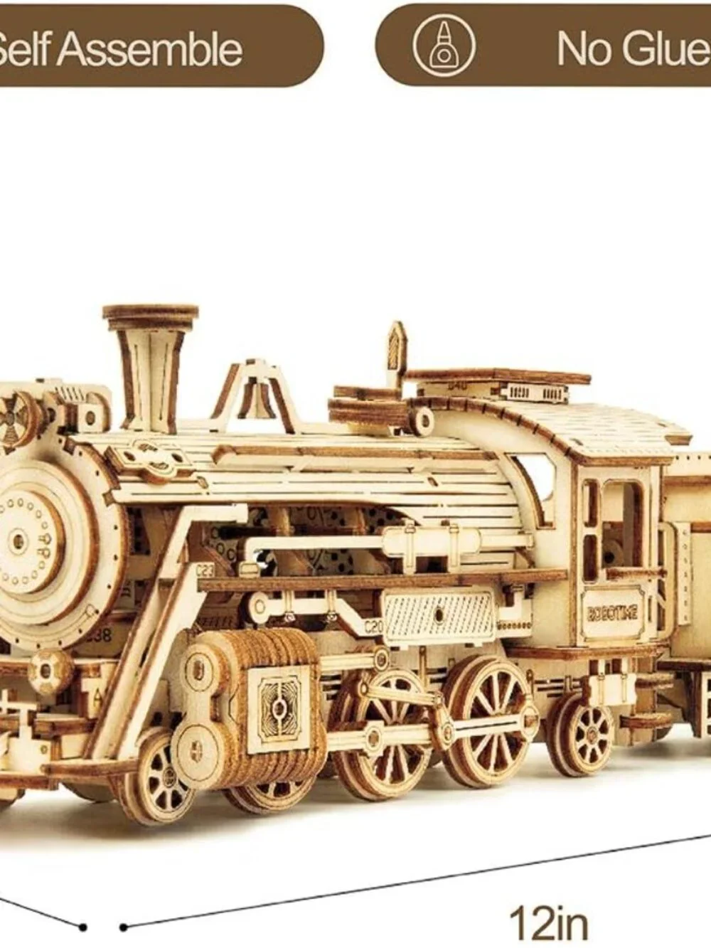 New Rokr 3D Wooden Puzzle Mechanical Train Model Kit Toy Building Set Gift Steam